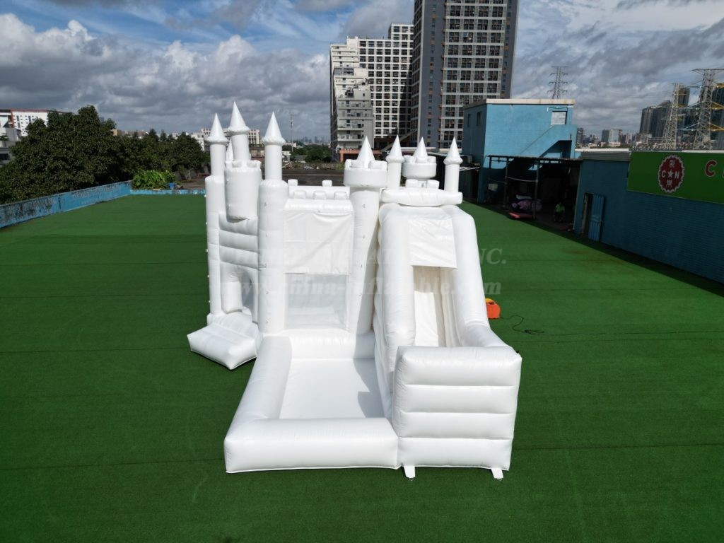 T2-8113 Pure White Inflatable Wedding Castle & Slide